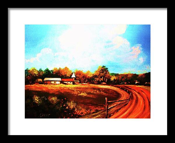 Farm House Framed Print featuring the painting Farmland in Autumn by Al Brown