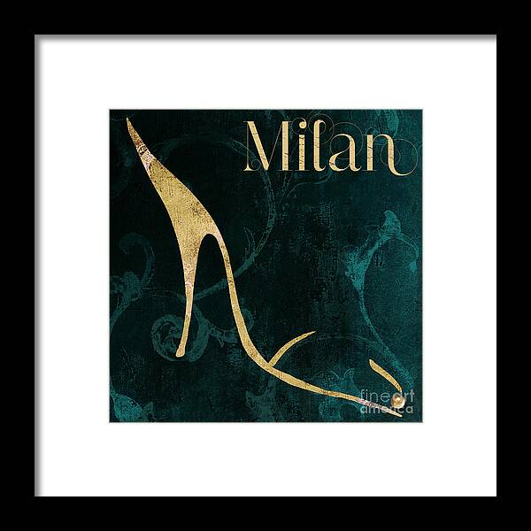 Fashion Framed Print featuring the painting Fashion Shoe Milan by Mindy Sommers