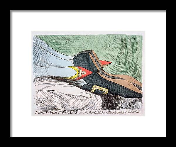 Fashionable Framed Print featuring the painting Fashionable Contrasts by James Gillray
