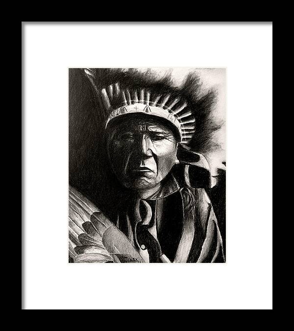 Native Americans Framed Print featuring the drawing Fast Thunder by Wade Clark