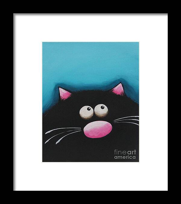 Fat Cat Framed Print featuring the painting Fat Cat in Blue by Lucia Stewart