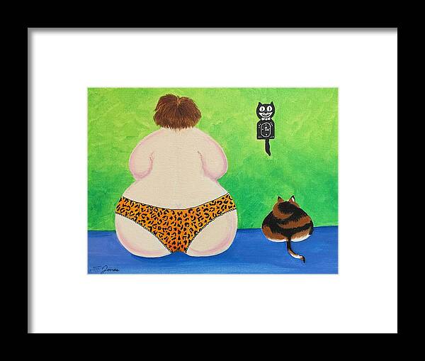 Fat Lady Framed Print featuring the painting Fat Cats by Sonja Jones