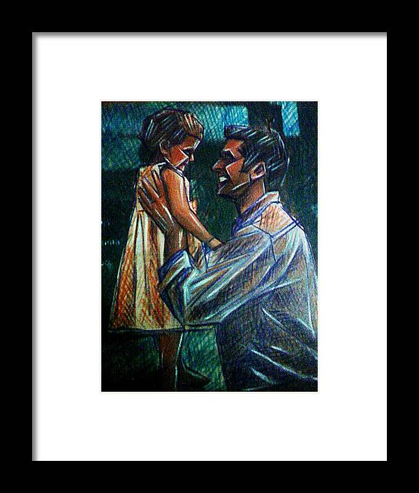 Father And Daughter Framed Print featuring the mixed media Father and Daughter by Paulo Zerbato