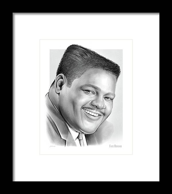 Fats Domino Framed Print featuring the drawing Fats Domino by Greg Joens