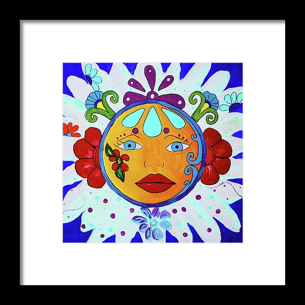 Talavera Face Framed Print featuring the painting Fearless by Melinda Etzold