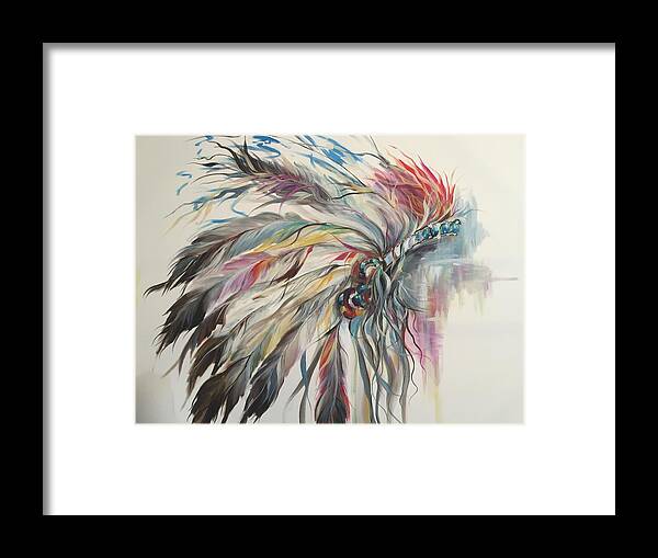 Indian Framed Print featuring the painting Feather Hawk by Heather Roddy