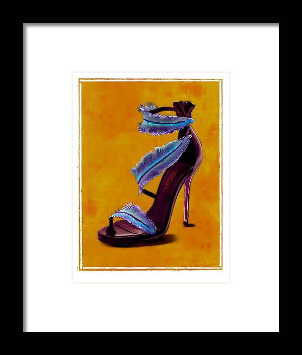 Footwear Framed Print featuring the painting Feathered Evening shoe by Jann Paxton