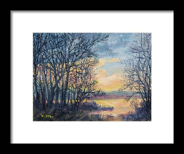 Shore Framed Print featuring the painting February Sky by Kathleen McDermott