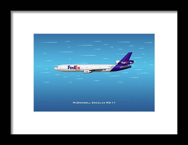 Fedex Framed Print featuring the digital art FedEx McDonnell Douglas MD-11 by Airpower Art