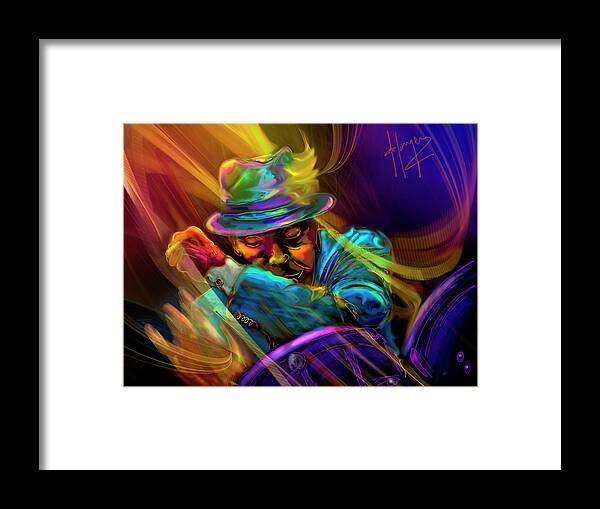 Percussion Framed Print featuring the painting Feel The Fire by DC Langer