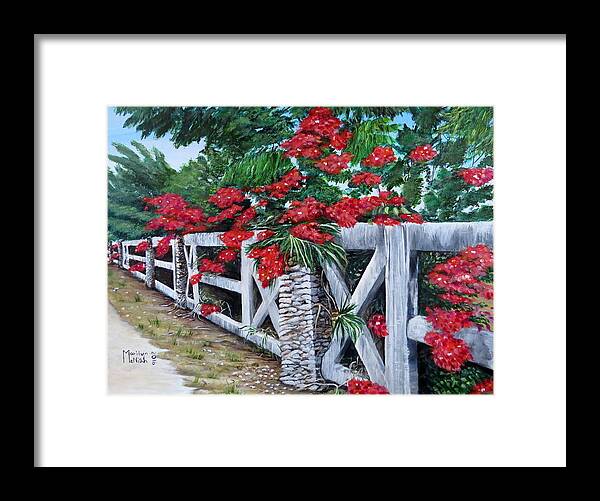 Panama Framed Print featuring the painting Fence Line by Marilyn McNish