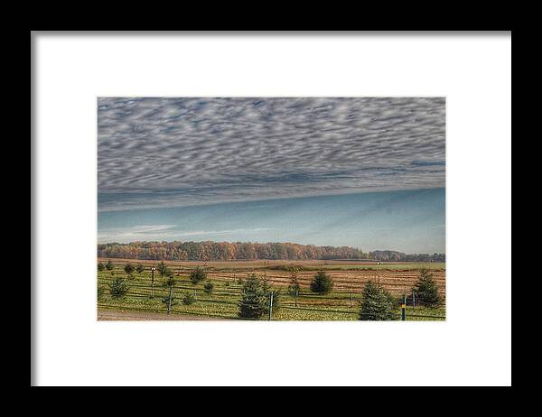 Barn Framed Print featuring the photograph 9017 - Fences, Firs and Fall by Sheryl L Sutter