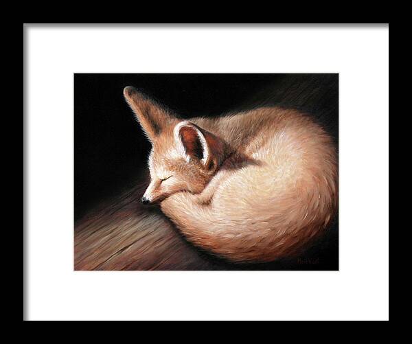 Fox Framed Print featuring the painting Fennec Fox by Linda Merchant