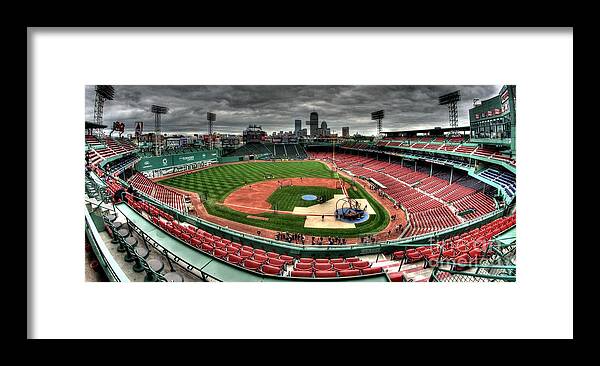 Boston Fenway Park. Home Of The Red Sox. Framed Print featuring the photograph Fenway Park - Batting Practice by Mark Valentine