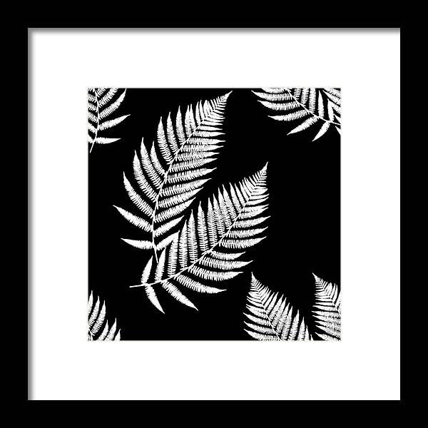 Fern Leaves Framed Print featuring the mixed media Fern Pattern Black and White by Christina Rollo