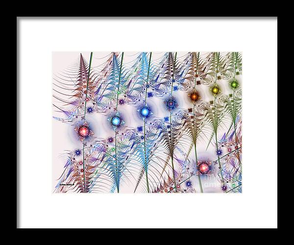 Flowers Framed Print featuring the digital art Ferns'N Flowers Abstract by Shari Nees