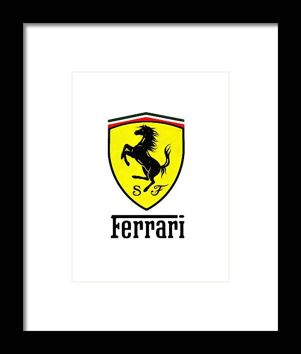Ferrari Framed Print featuring the digital art Ferrari Emblem by Kesha Ursula