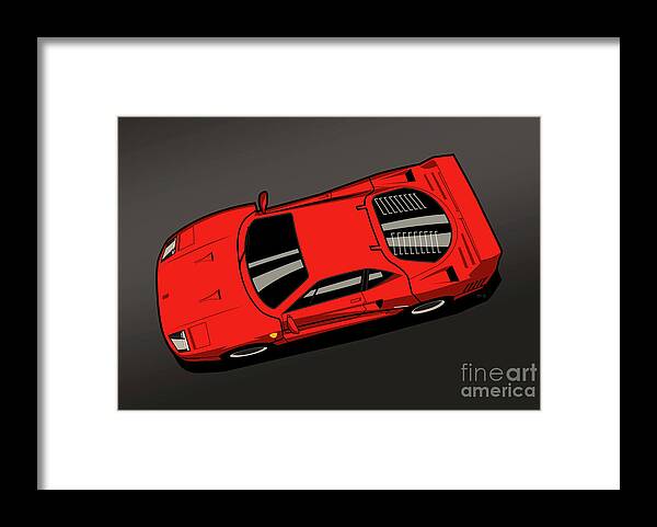 Ferrari Framed Print featuring the digital art Ferrari F40 Red by Tom Mayer II Monkey Crisis On Mars