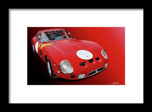 Ferrari Gto Illustration Framed Print featuring the digital art Ferrari GTO illustration by Alain Jamar