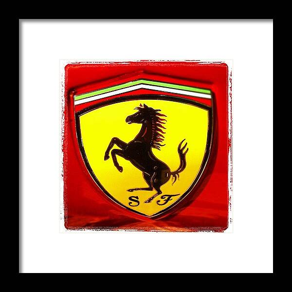 Ferrari Framed Print featuring the photograph #ferrari Italia Spider Side Badge by Brett Borgard