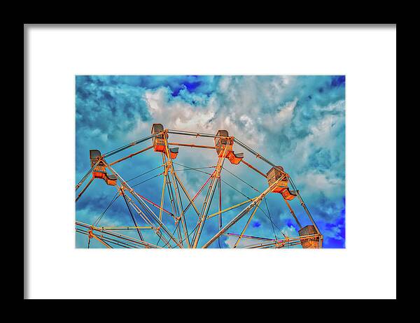 Ferris Wheel Framed Print featuring the photograph Ferris Wheel And Clouds by Gary Slawsky