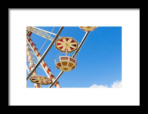 Blue Framed Print featuring the photograph Ferris wheel cars in Toulouse by Semmick Photo