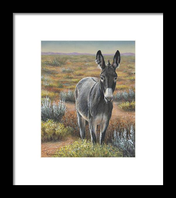 Donkey Framed Print featuring the painting Festus by Kim Lockman