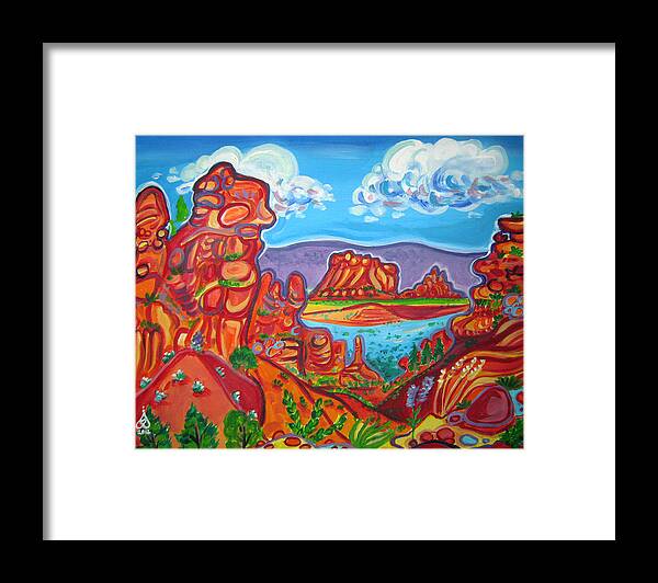 Colorful Art Framed Print featuring the painting Fey Canyon Viewpoint by Rachel Houseman
