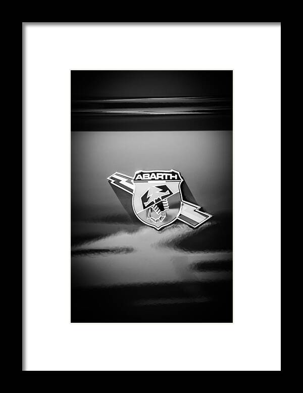 Fiat Abarth Emblem Framed Print featuring the photograph Fiat Abarth Emblem -ck1611bw by Jill Reger