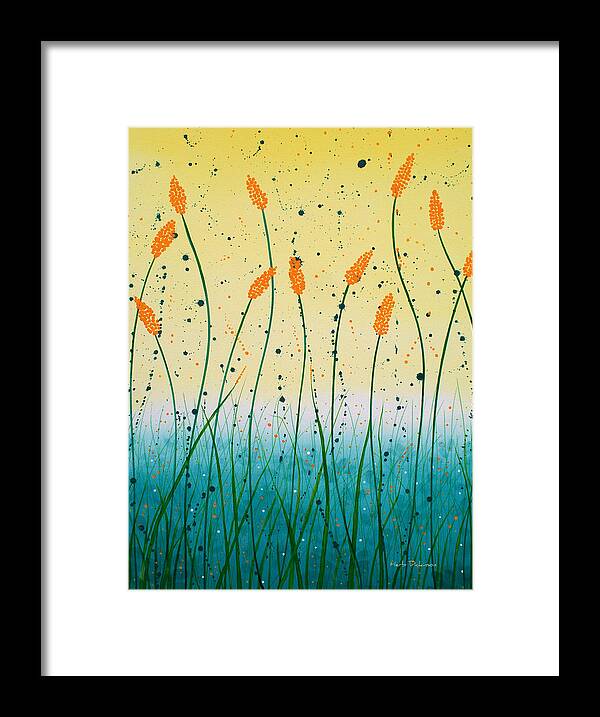 Abstract Framed Print featuring the painting Field Flowers by Herb Dickinson