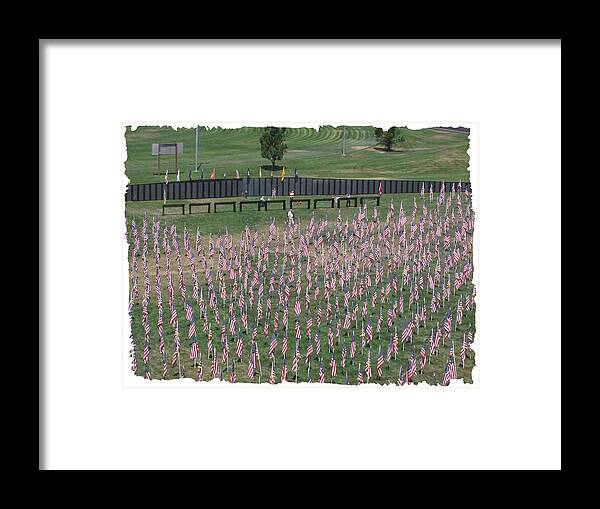 Cost Framed Print featuring the digital art Field Of Flags - GOTG Arial by Gary Baird