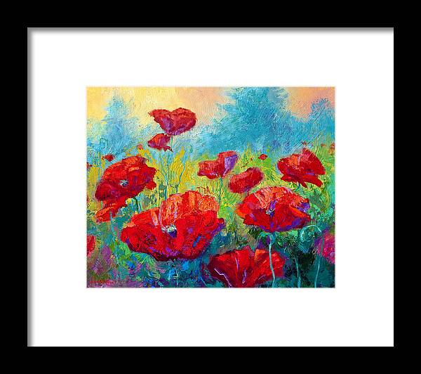Poppies Framed Print featuring the painting Field Of Red Poppies by Marion Rose