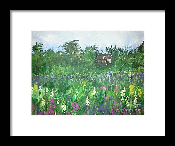 House Framed Print featuring the painting Field of Wildflowers by Jimmy Clark