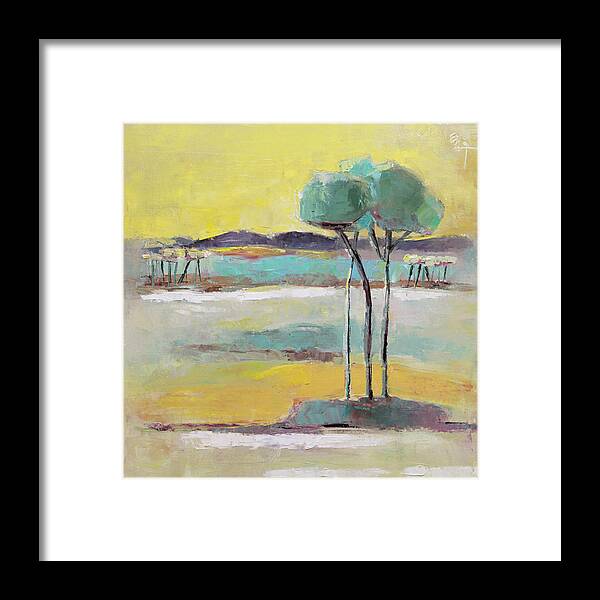 Oil Framed Print featuring the painting Standing in Distance by Becky Kim