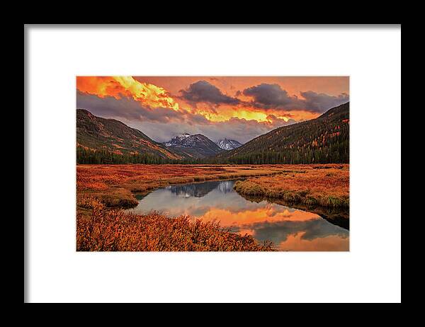 Autumn Framed Print featuring the photograph Fiery Bear River Sunset by Wasatch Light