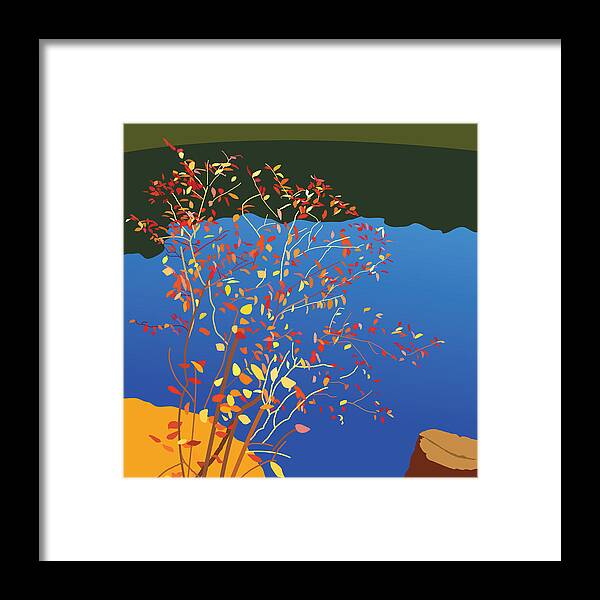 Water Framed Print featuring the painting Fiery Bush by Marian Federspiel