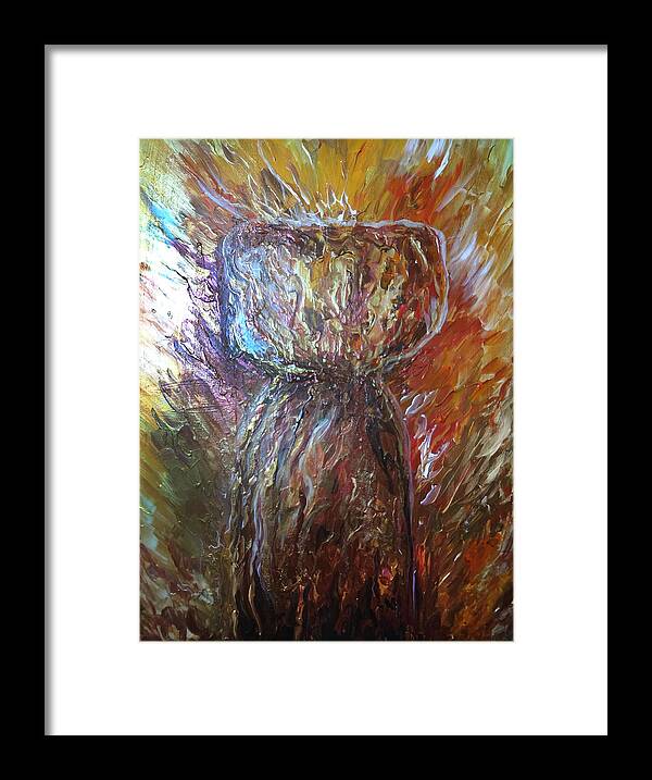 Fiery Framed Print featuring the painting Fiery Earth Latte Stone by Michelle Pier