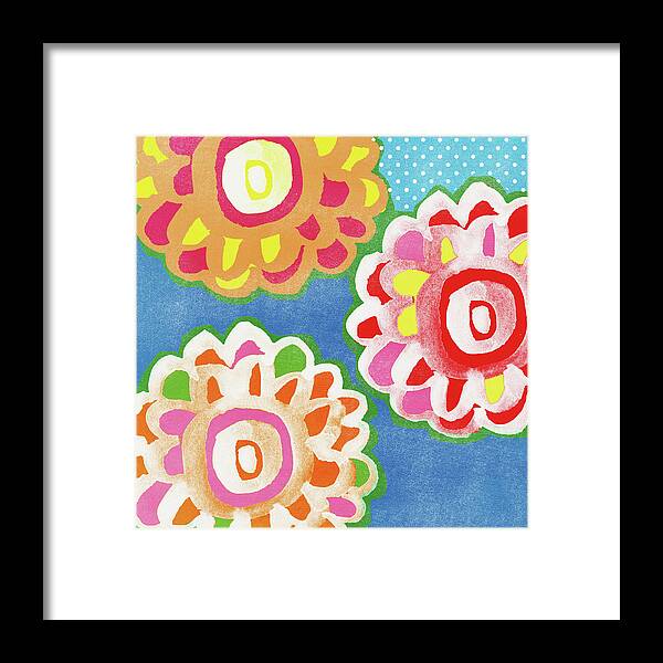 Flowers Framed Print featuring the mixed media Fiesta Floral 3- Art by Linda Woods by Linda Woods
