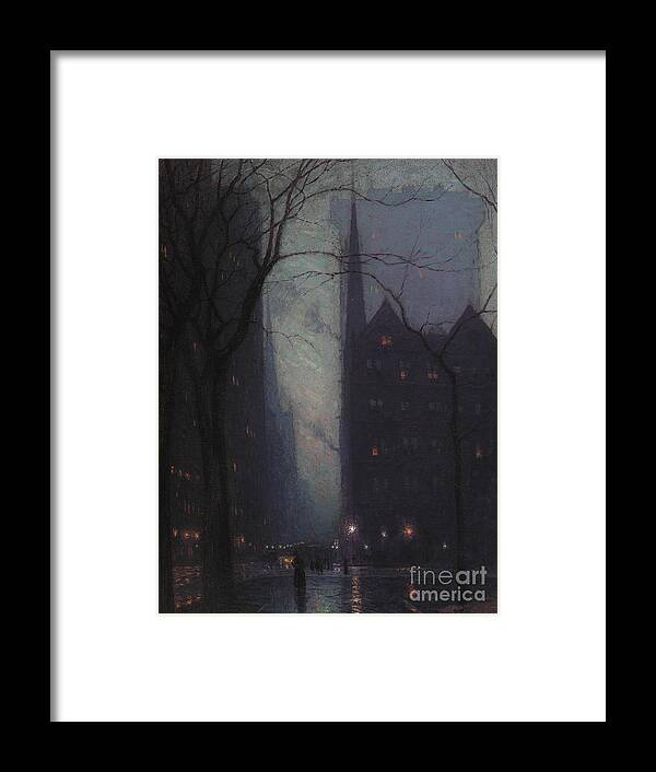 Fifth Framed Print featuring the painting Fifth Avenue at Twilight by Lowell Birge Harrison