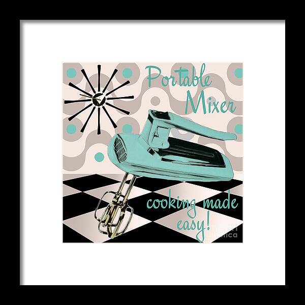 Vintage Mixer Framed Print featuring the painting Fifties Kitchen Portable Mixer by Mindy Sommers