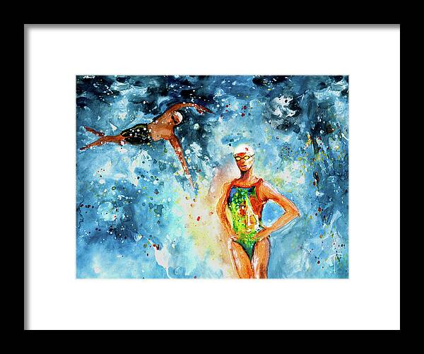 Sports Framed Print featuring the painting Fighting Back by Miki De Goodaboom