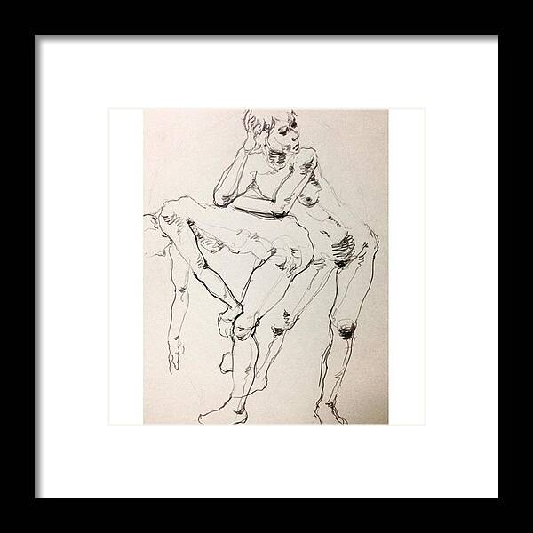 Body Framed Print featuring the photograph Figure Drawing/pencil＜10min/double by Naoki Suzuka