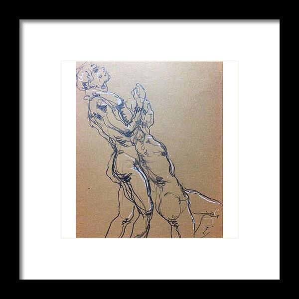 Body Framed Print featuring the photograph Figure Drawing/pencil＜4min/double by Naoki Suzuka