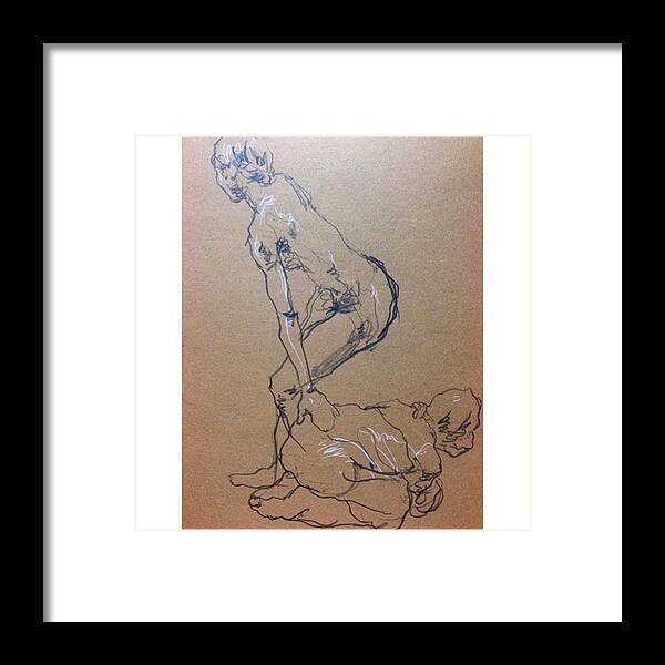Body Framed Print featuring the photograph Figure Drawing/pencil,white by Naoki Suzuka
