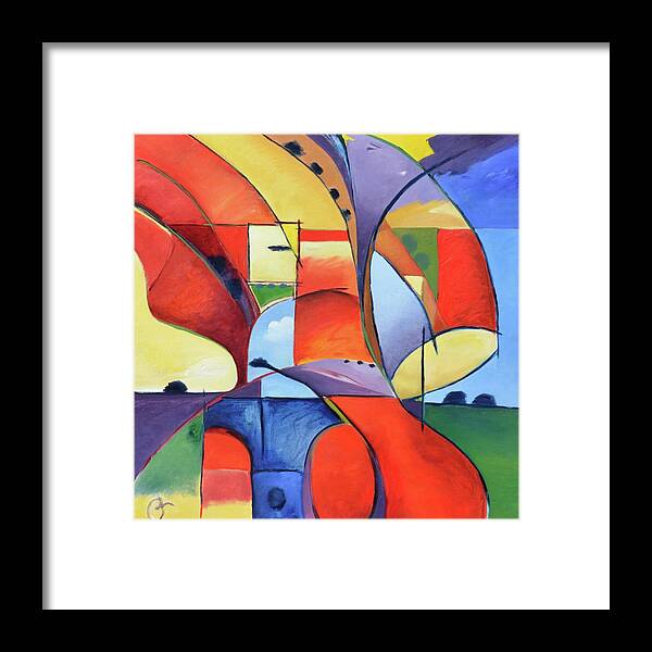 Landscape Framed Print featuring the painting Figure Landscape Abstract by Gary Coleman