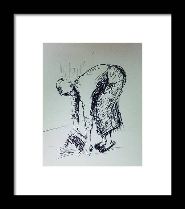 Pen Drawing Framed Print featuring the drawing Figure study 2 by Hae Kim