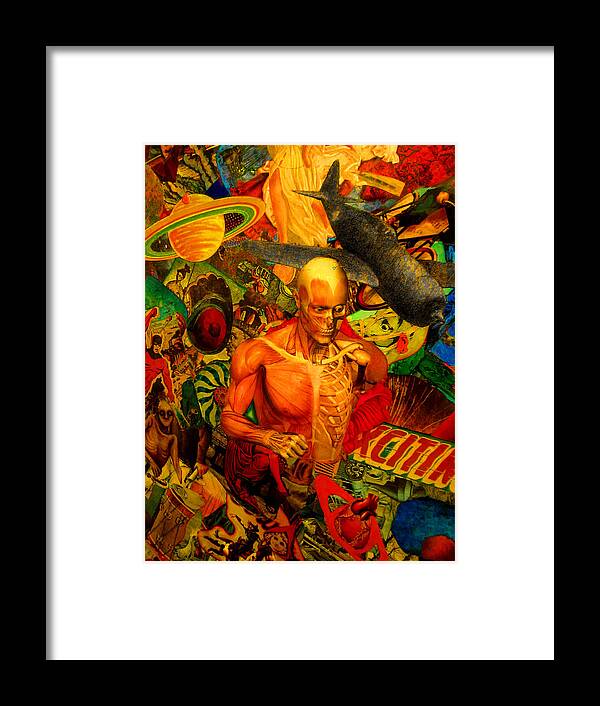  Framed Print featuring the painting Figure With Plane by Steve Fields
