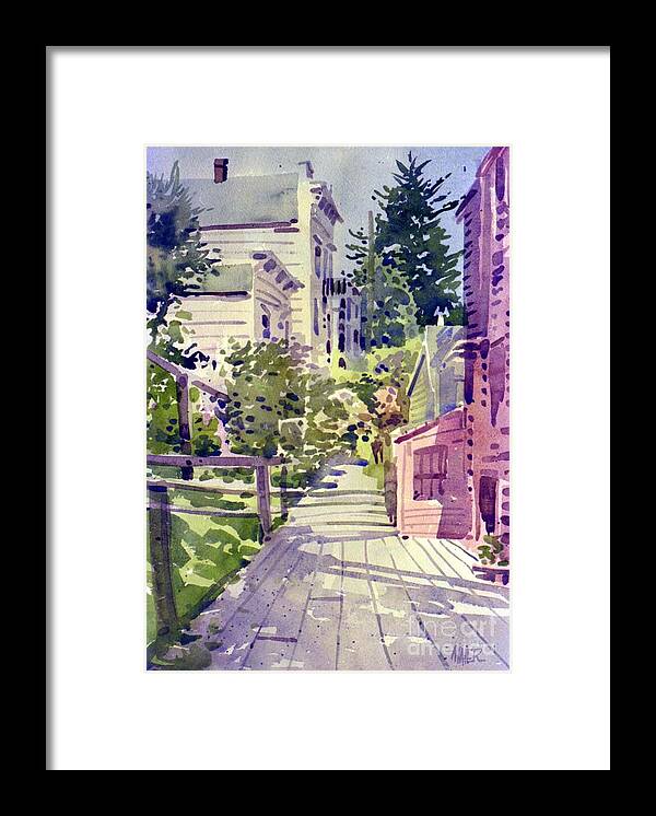 Filbert Street Stairs Framed Print featuring the painting Filbert Street Stairs by Donald Maier