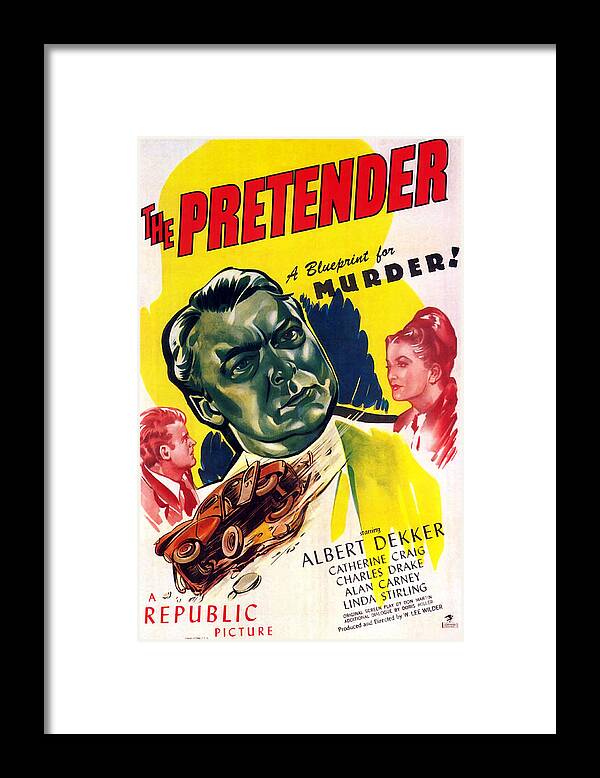 Film Noir Poster The Pretender Framed Print featuring the painting Film Noir Poster The Pretender by Vintage Collectables