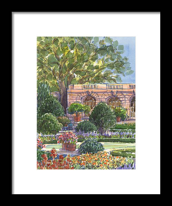 California Framed Print featuring the painting Filoli Garden House by Judith Kunzle